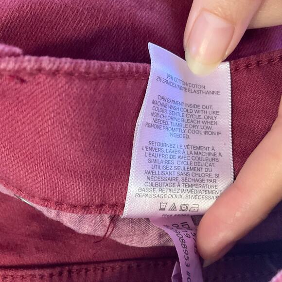 Express Women Cropped Leggings size 6 Red Mid Rise Stretch - Picture 9 of 10